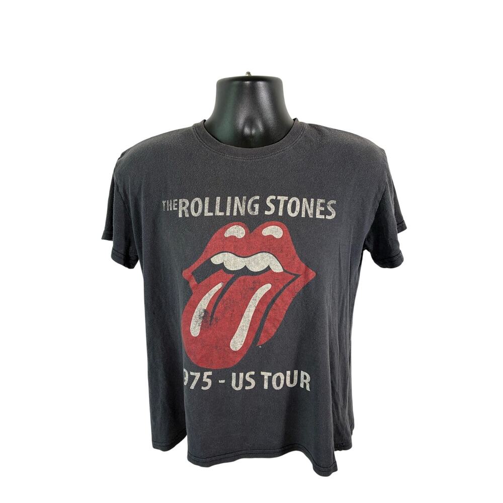 Rolling Stones 1975 US Tour T Shirt 2020 Faded Black M